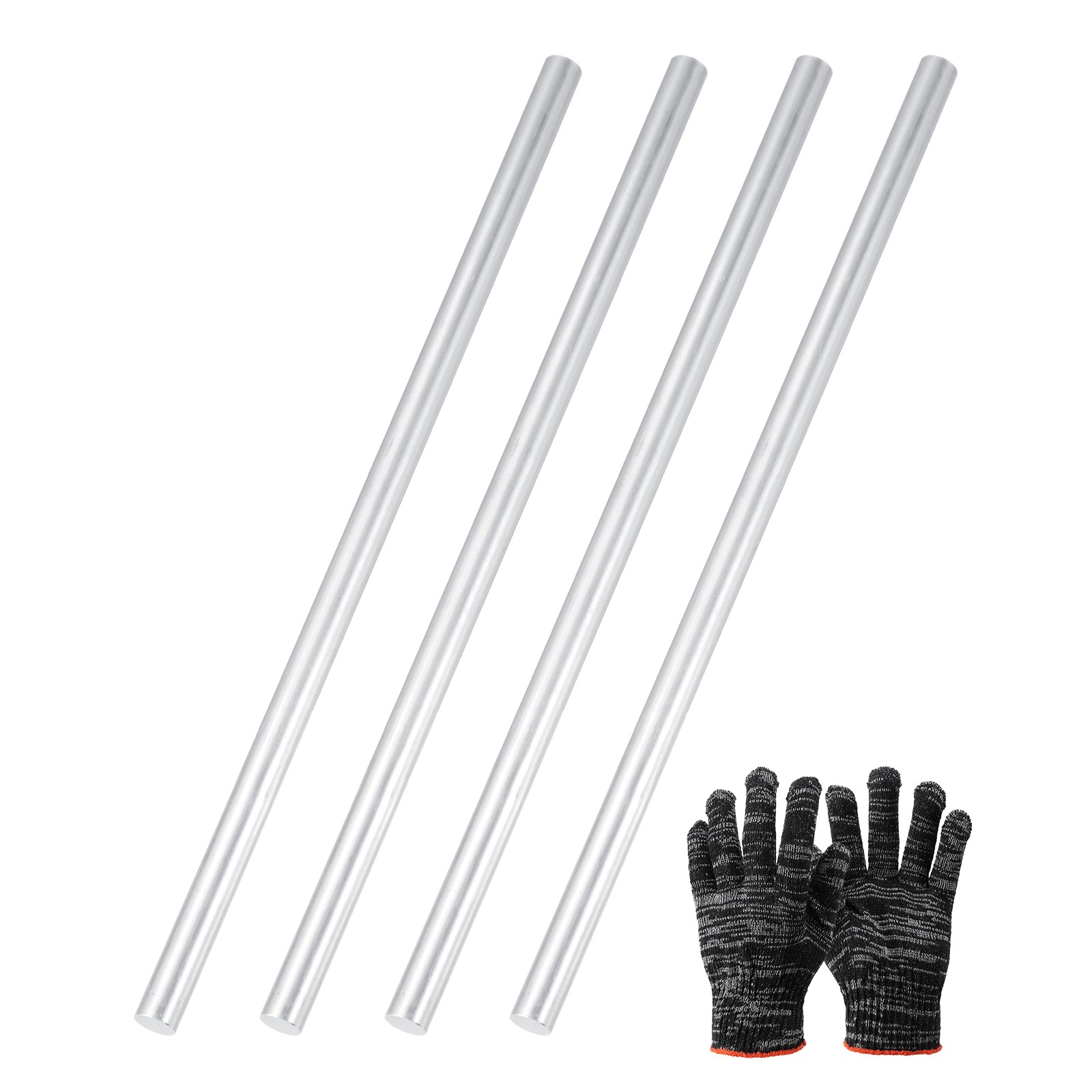 4 pcs aluminum rod 6061 10mm x 102mm, silver tone for DIY