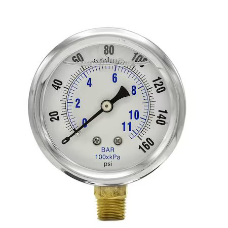 Pic Gauges Pro-201L-254F Industrial Pressure Gauge, 0 To 160 Psi, 2 1/2 In