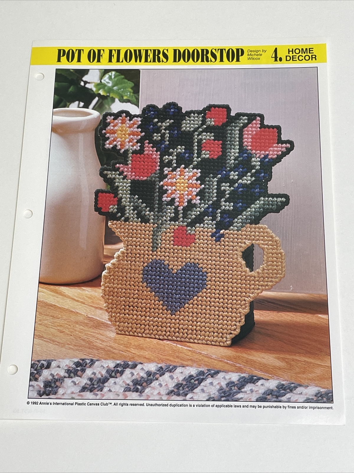 Pot of Flowers Doorstop Annie's Attic Plastic Canvas Pattern