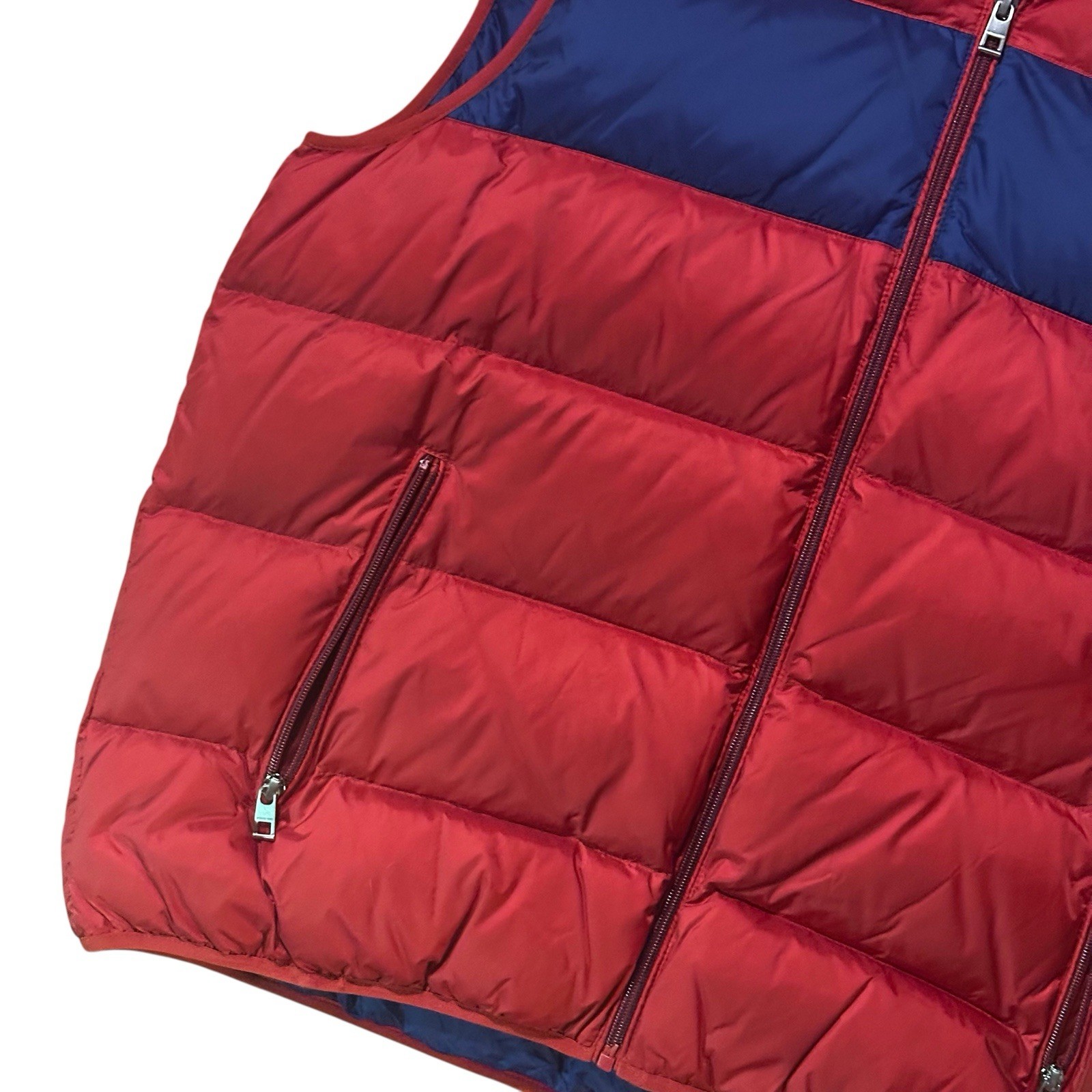 Michael Kors Red Blue Hooded Down Puffer Vest Weather Engineered Size XL