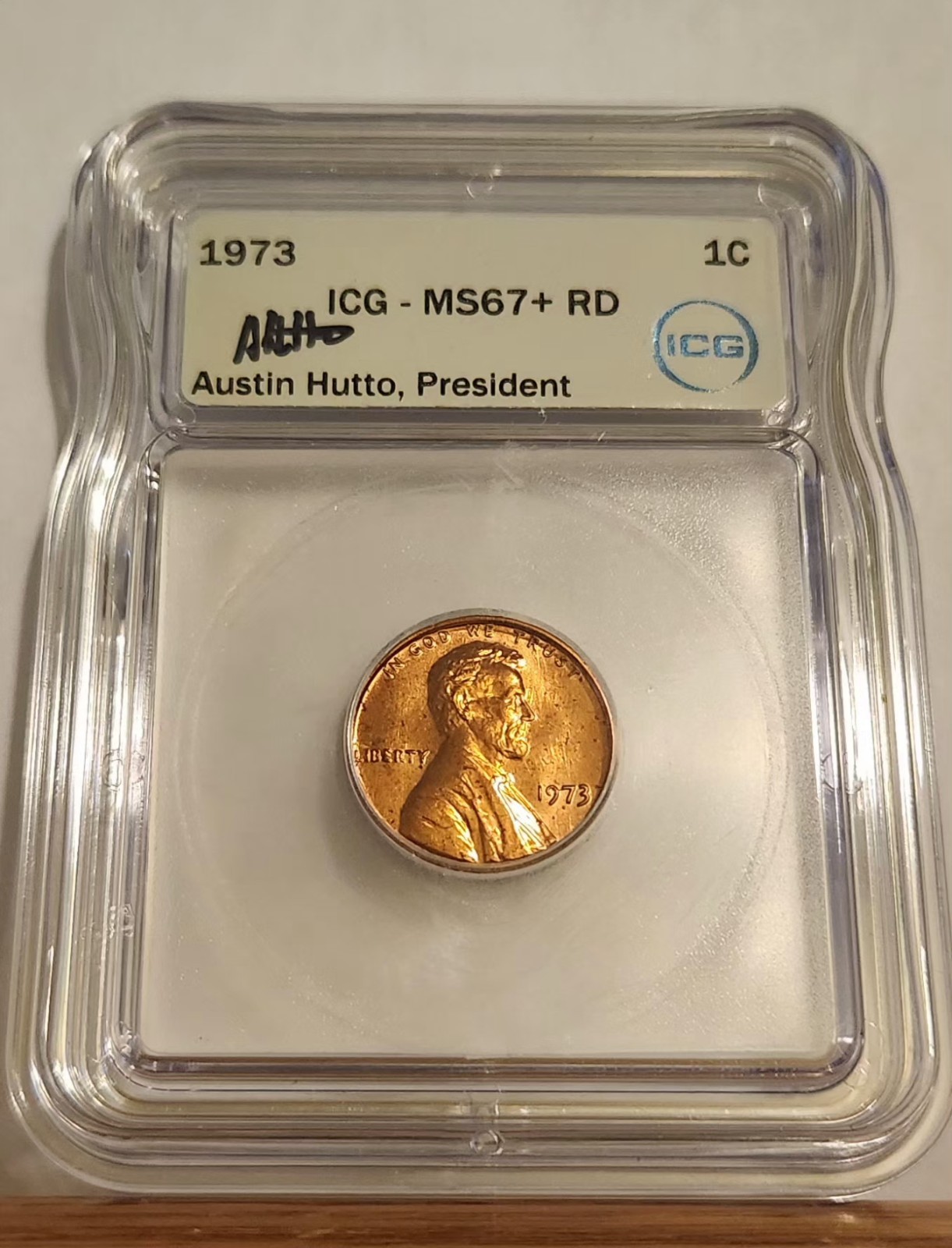 1973 Lincoln Memorial Cent ICG MS67+ RD (RARE) AUSTIN HUTTO SIGNED