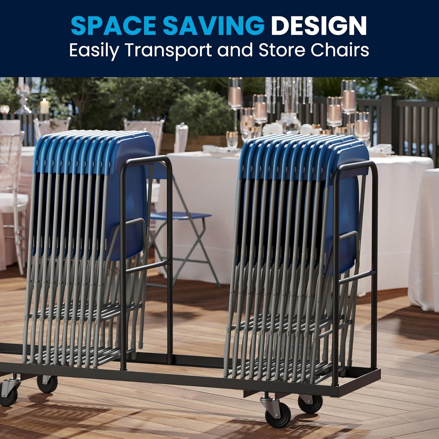 Hercules Series Plastic Folding Chair - Blue - 6 Pack 650LB Weight Capacity C...