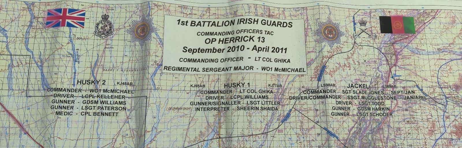 UK Afghanistan Map 1st Batallion Irish Guards