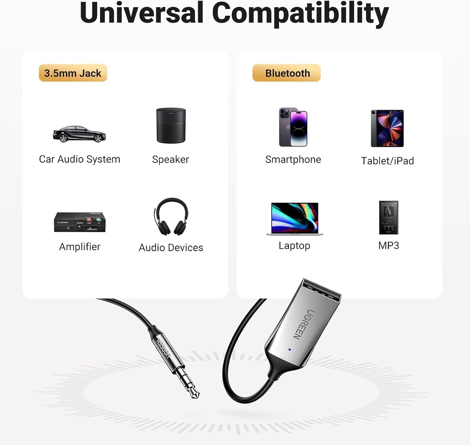 Bluetooth 6.0 Adapter with Built-in Microphone for Smooth Hands-Free Calling