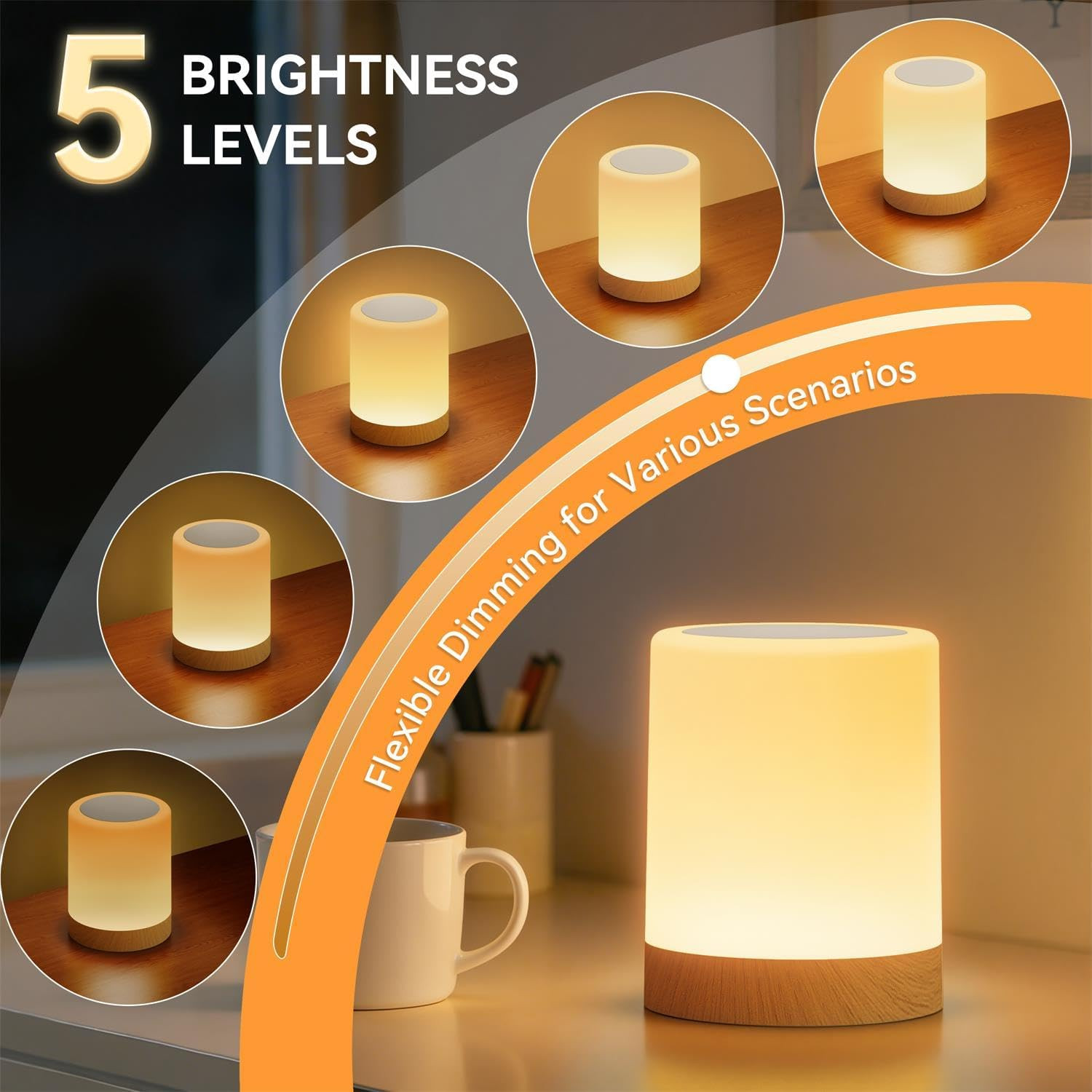 LED Night Light Bedside Lamp Touch and Remote Control Dimmable Tabletop 13 Color