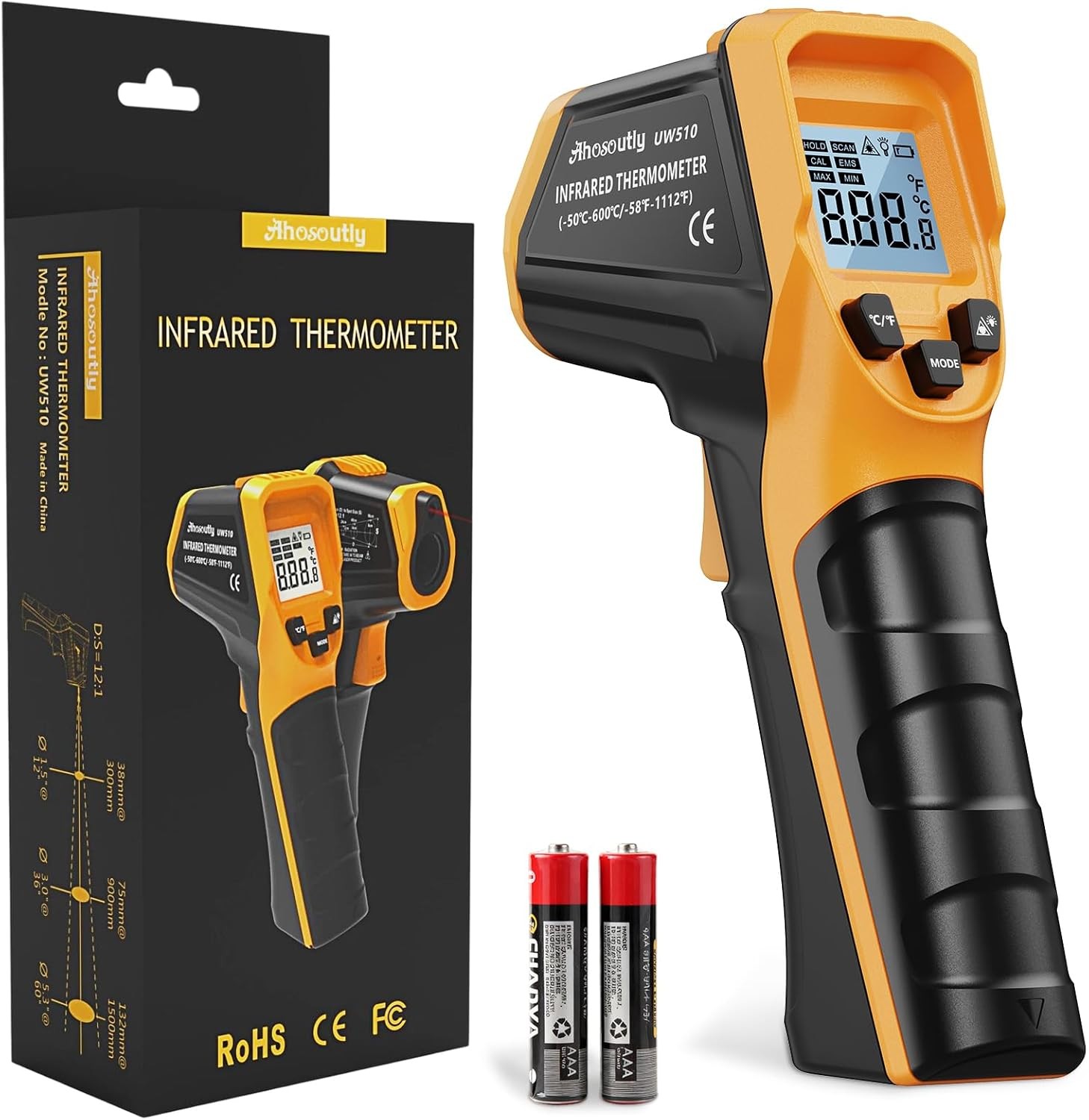 Infrared Thermometer Laser Temperature Gun -58℉ to 1112℉,with Cal Calibration