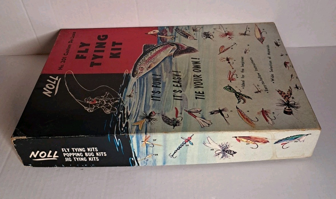 Vintage Noll No. 201 Custom De Luxe Fly Tying Kit w/ Trout Flies Book + Extras A