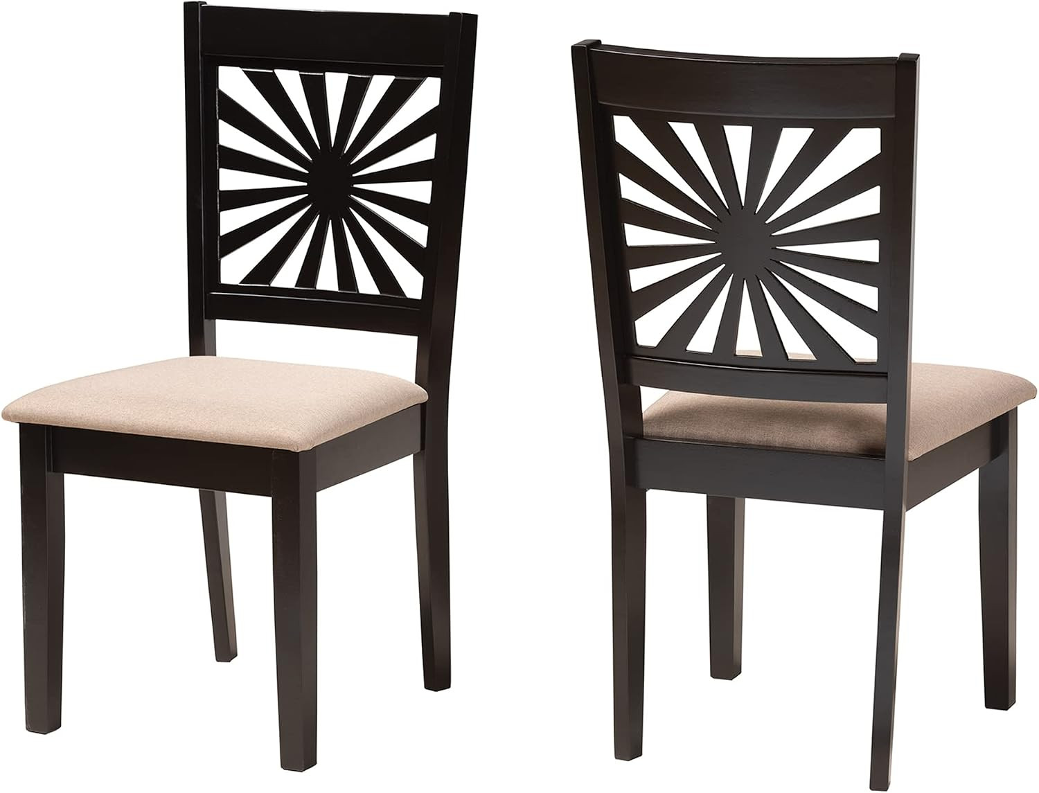 Olympia Modern Beige Fabric and Espresso Brown Finished Wood 2-Piece Dining Chai