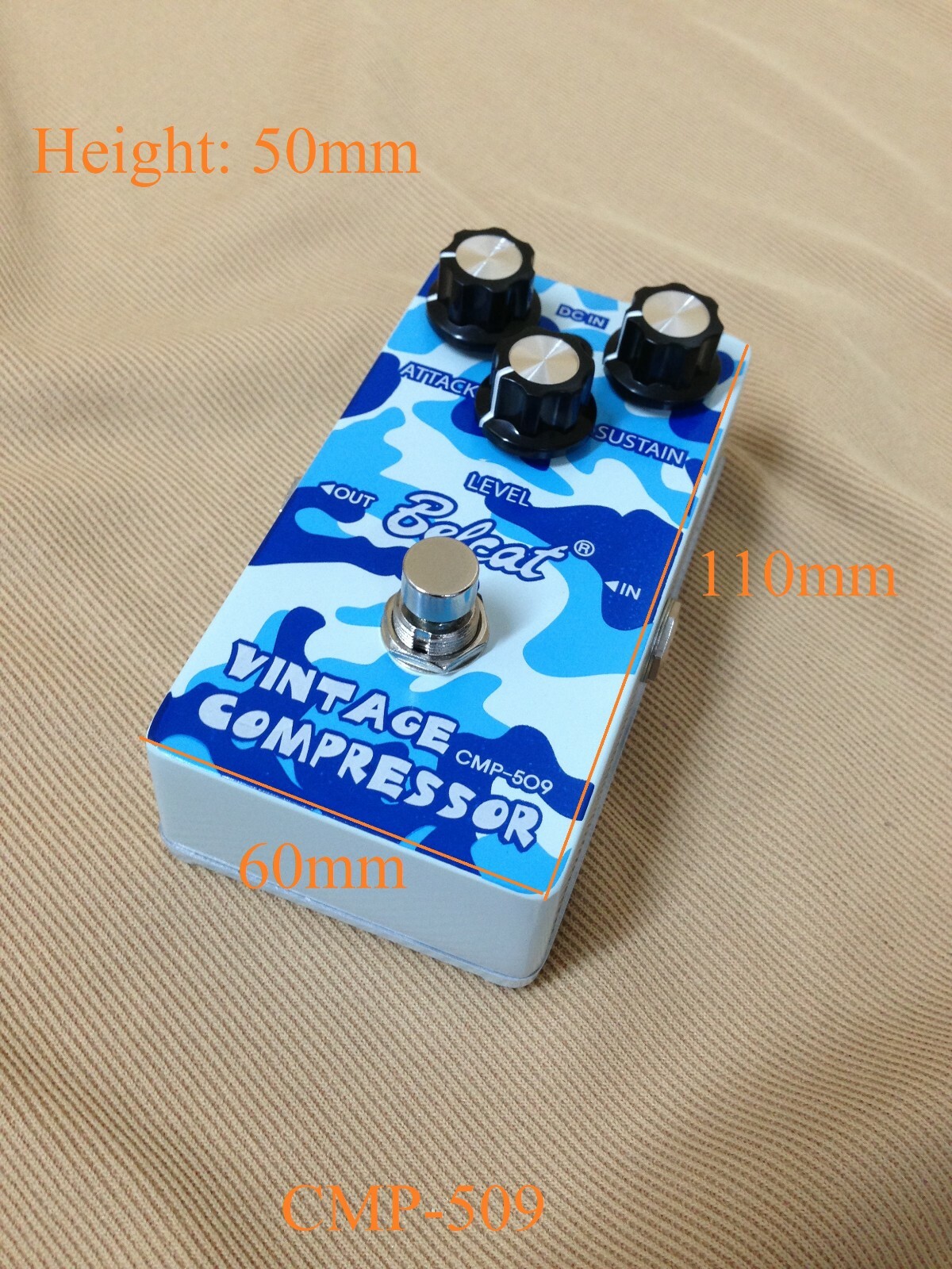 Belcat CMP-509 Guitar Effects Pedal, Vintage Compressor - Blue
