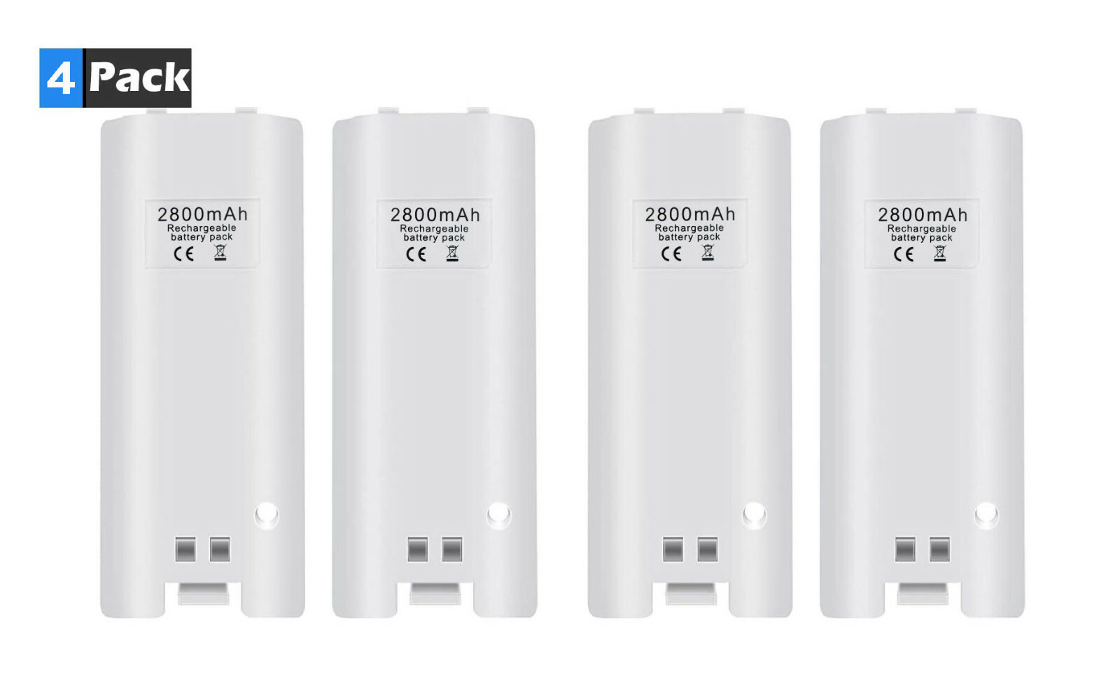 4x Rechargeable Battery Pack for Nintendo Wii Wii U Remote Controller