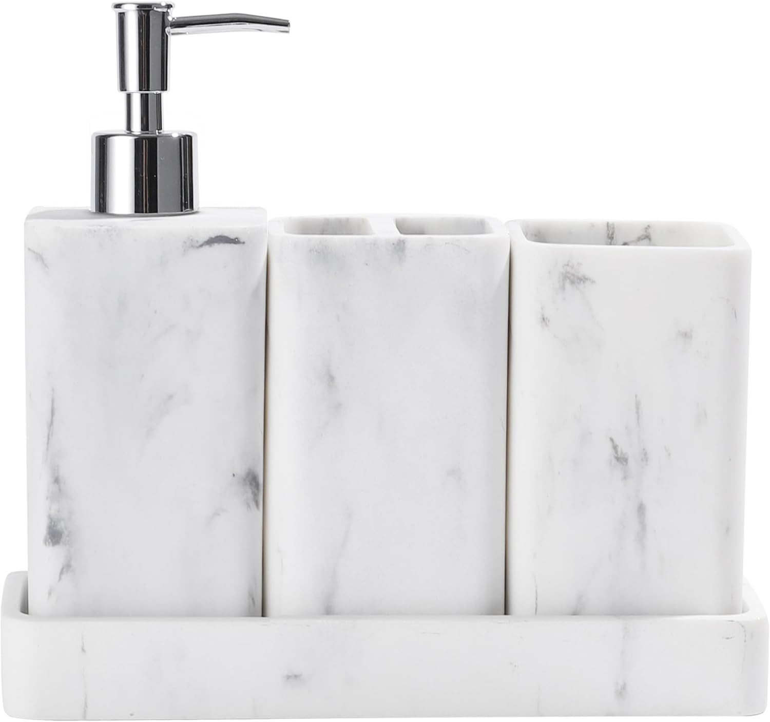 Modern 4-Piece Bathroom Accessories Set in White for Elegant Home Decor