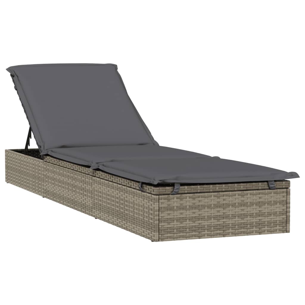 Sunbed with Cushion Outdoor Patio Daybed Wicker Furniture Poly Rattan vidaXL