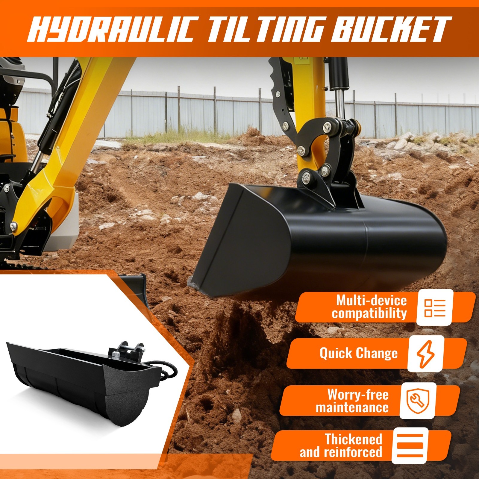 Ultimate 9-in-1 Digger Attachment Set: From Demolition to Leveling & Raking