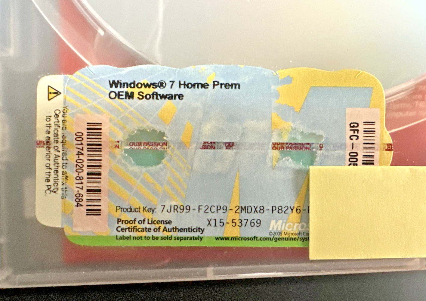 Microsoft Windows 7 Home Premium OEM DVD w/ Product Key 64-bit System Builder