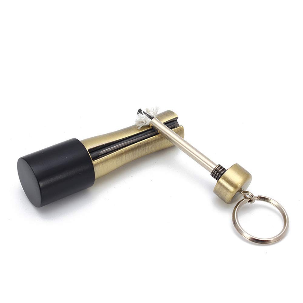 Matchstick Fire Starter, Permanent Flint Match Kerosene Refillable Keychain L...