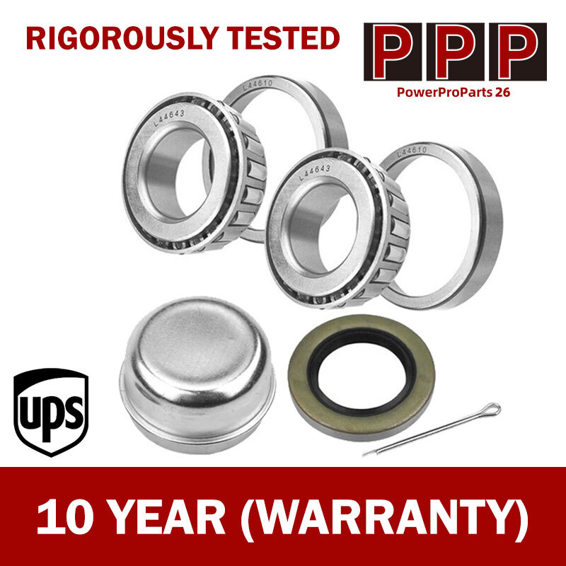 (2 Kits) Trailer Bearing Rebuild Kit: 1" inch axle L44643/L44610 w/1.25" ID Seal