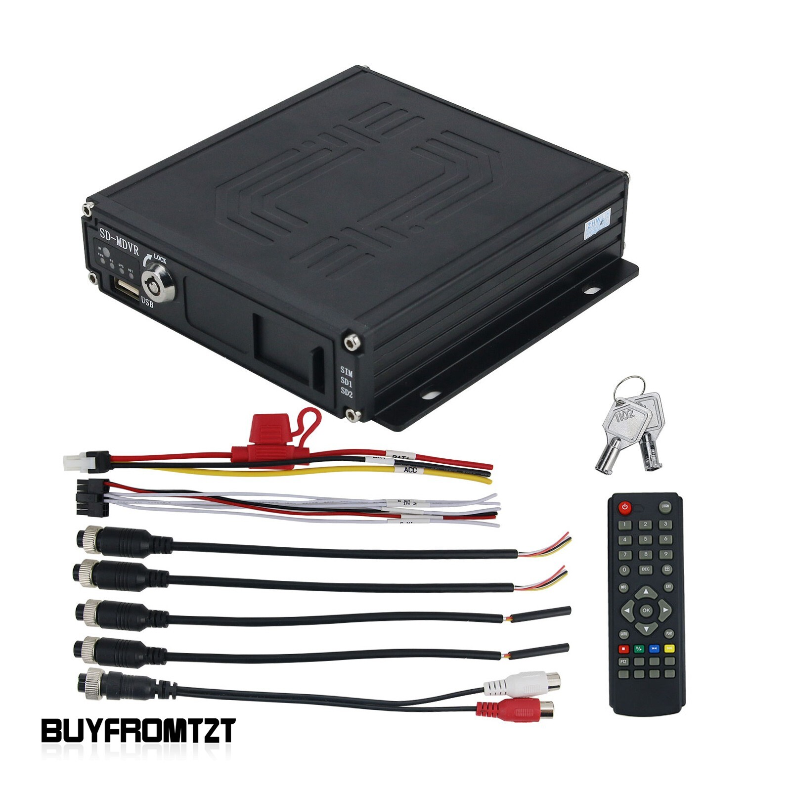 Car Vehicle RV Mobile AHD 4CH DVR Realtime Video Recorder with Remote 12V