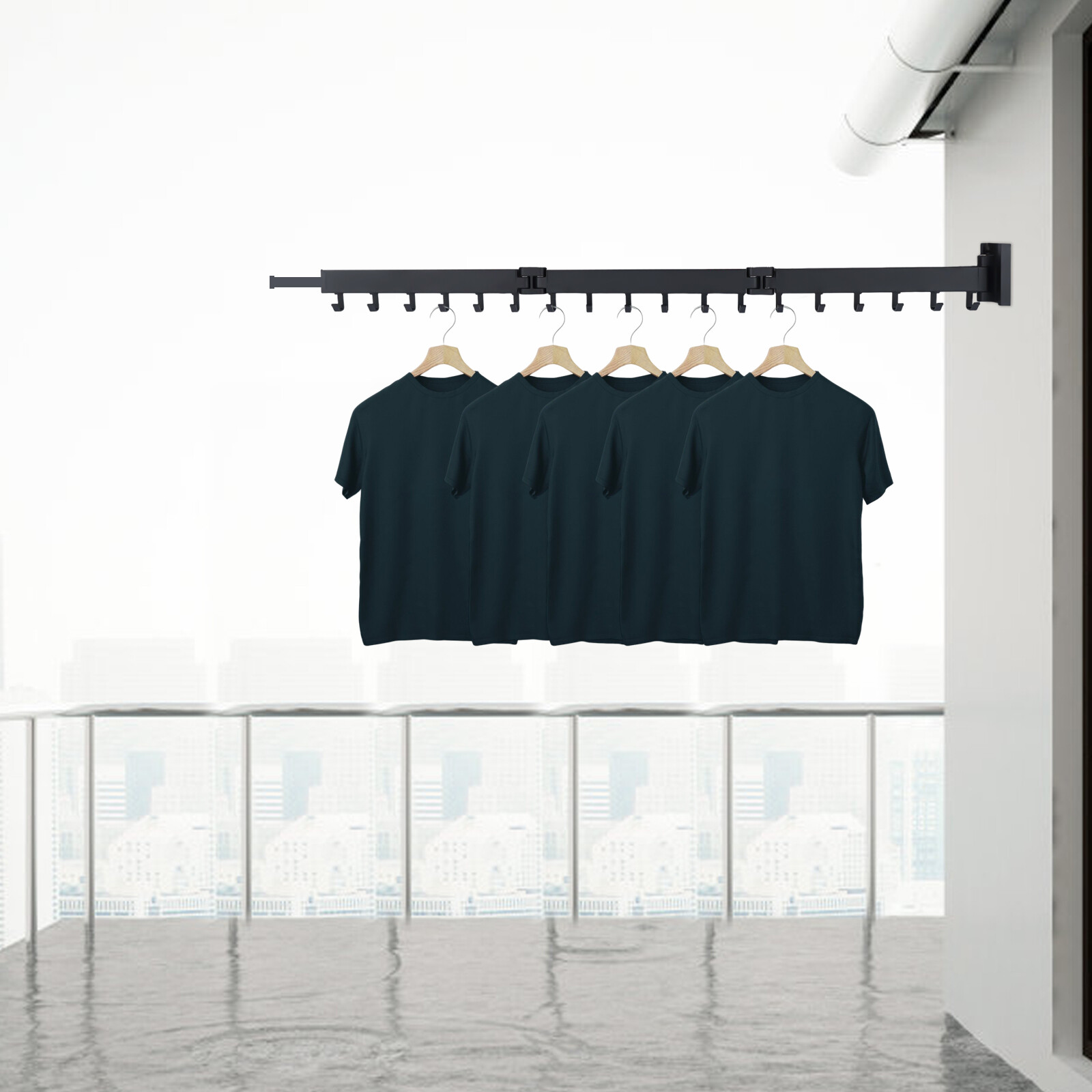 Clothes Drying Rack Laundry Organizer Folding Retractable Wall Mount Hanger