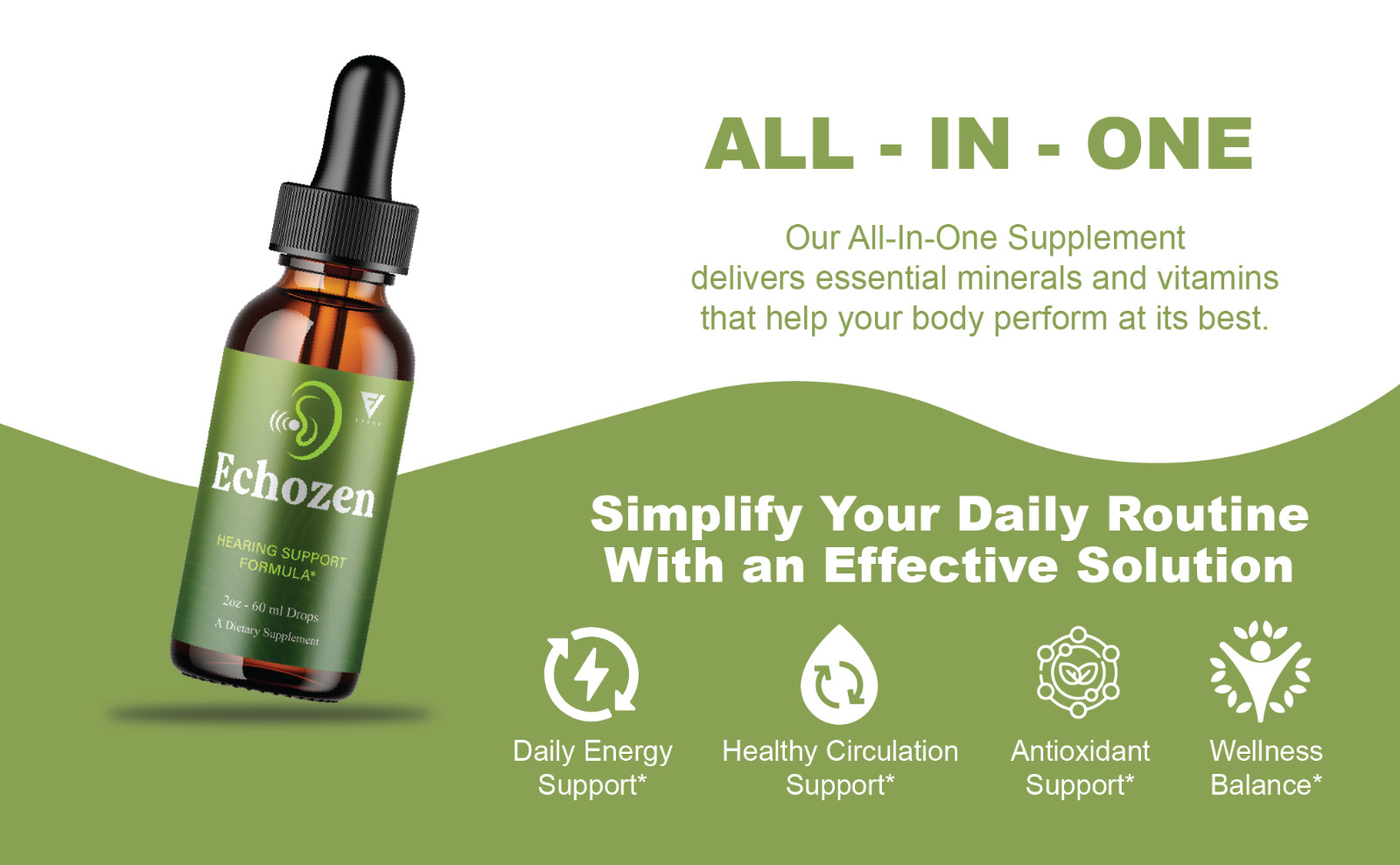 EchoZen Drops, EchoZen Premium Tinnitus Support Liquid Supplement (2oz)