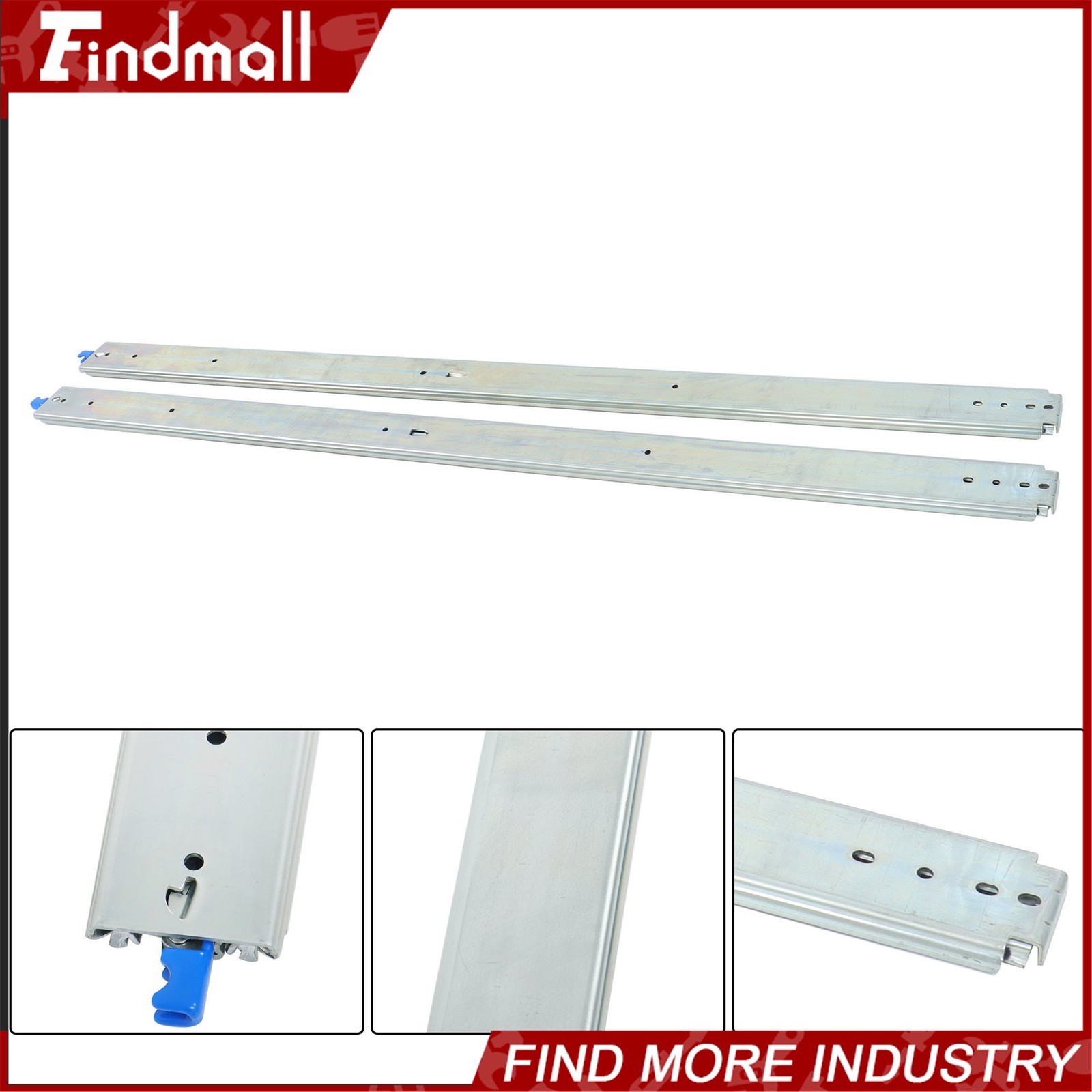 Findmall Heavy Duty 56" Drawer Slides w/Lock 500lb - Full Extension Ball Bearing
