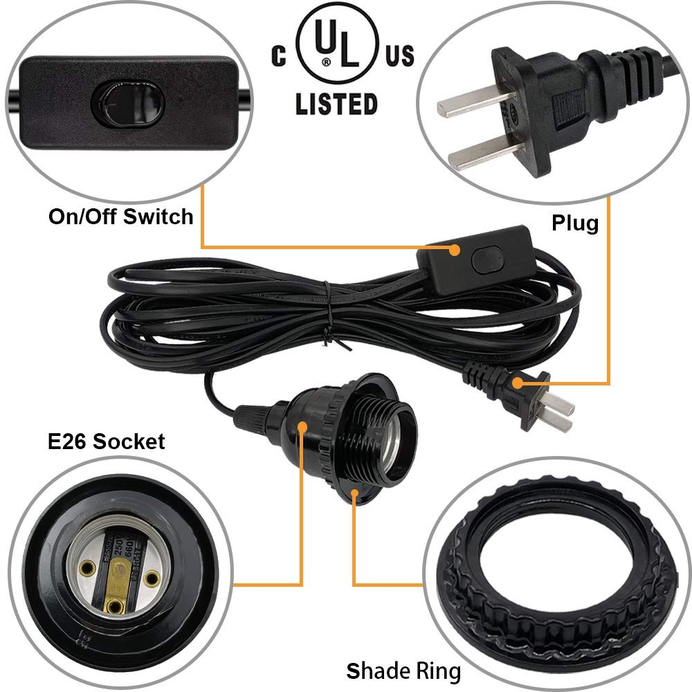 Plug in Hanging Light Kit, Industrial Pendant Lighting Fixture, E26 E27 Retro...