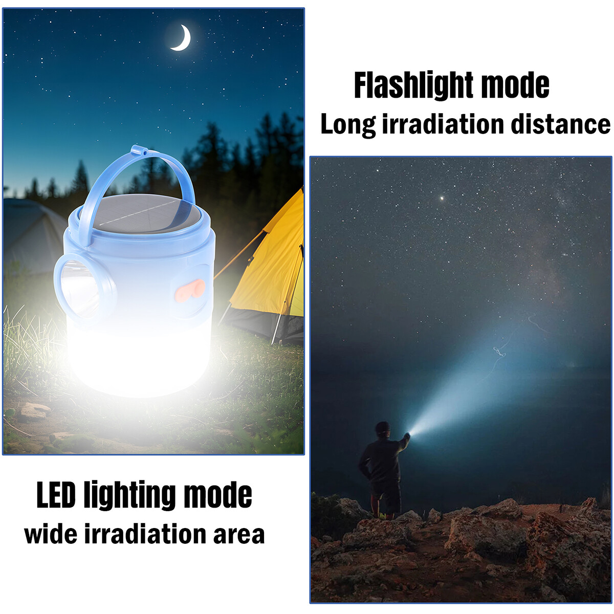 Solar Camping Lantern Flashlight Lamp Portable Rechargeable LED USB Powered A+++