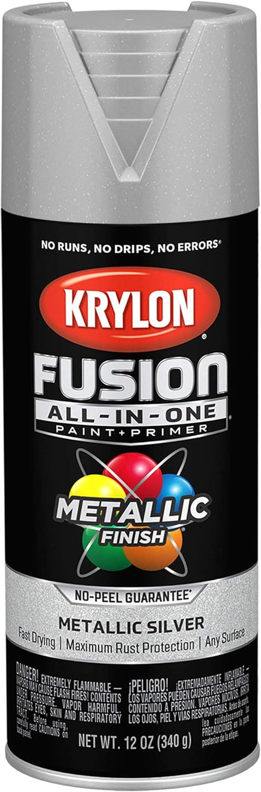 Fusion All-In-One Adhesive Spray Paint for Indoor/Outdoor Use, 12 Oz, Silver