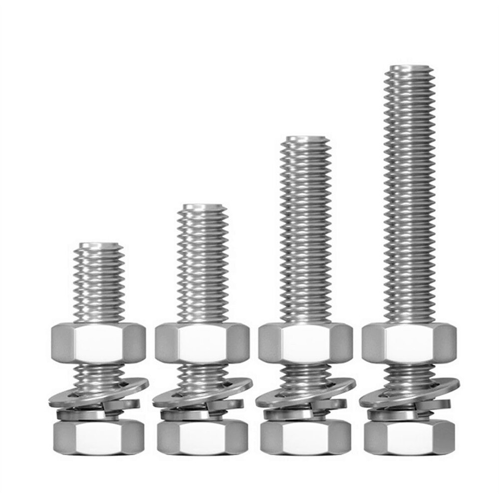64pcs 3/8-16 Hex Head Bolt Nut Flat & Lock Washer Assortment Kit Stainless Steel