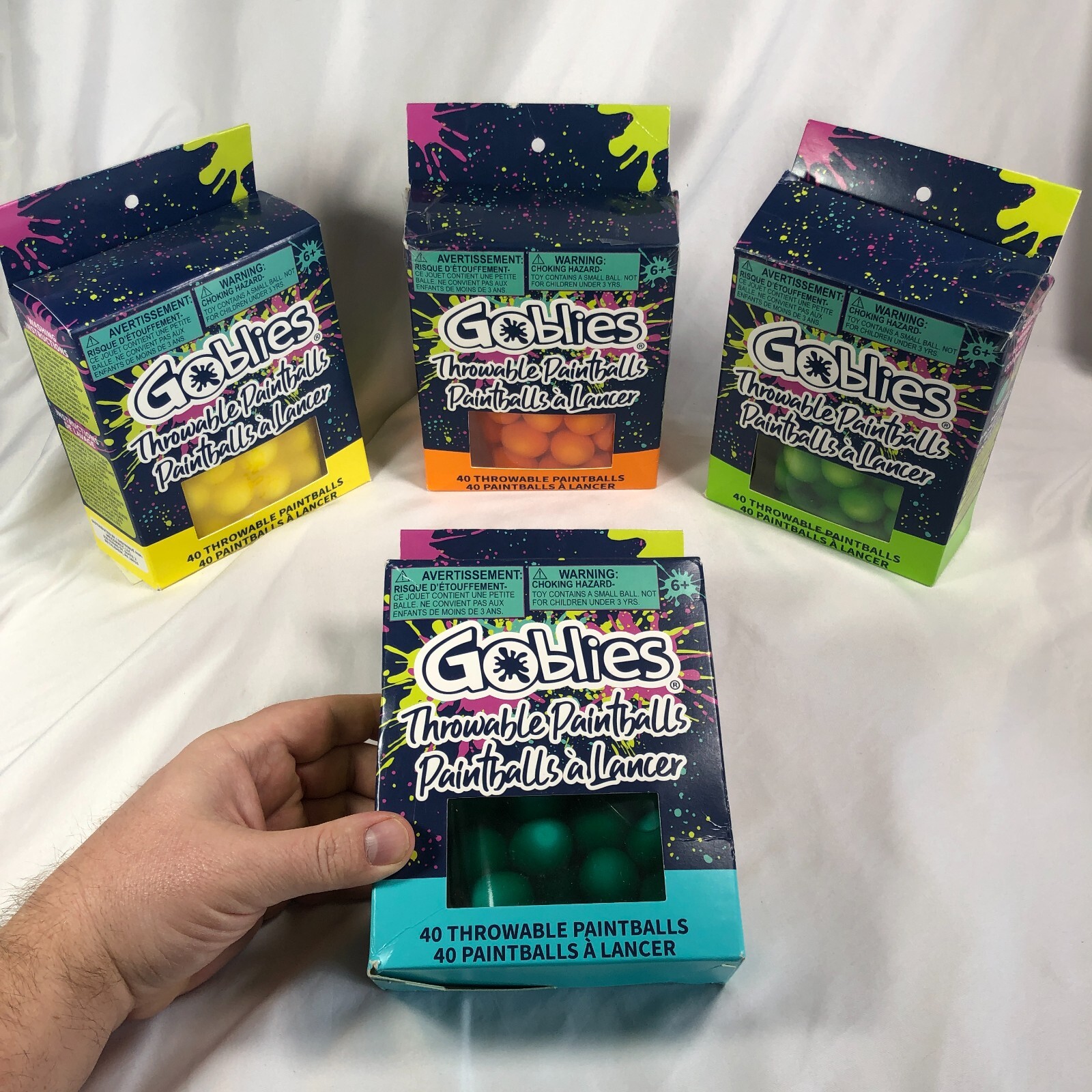 LOT of (4) Boxes Goblies Throwable Paintballs Total Blue Green Orange Yellow NEW