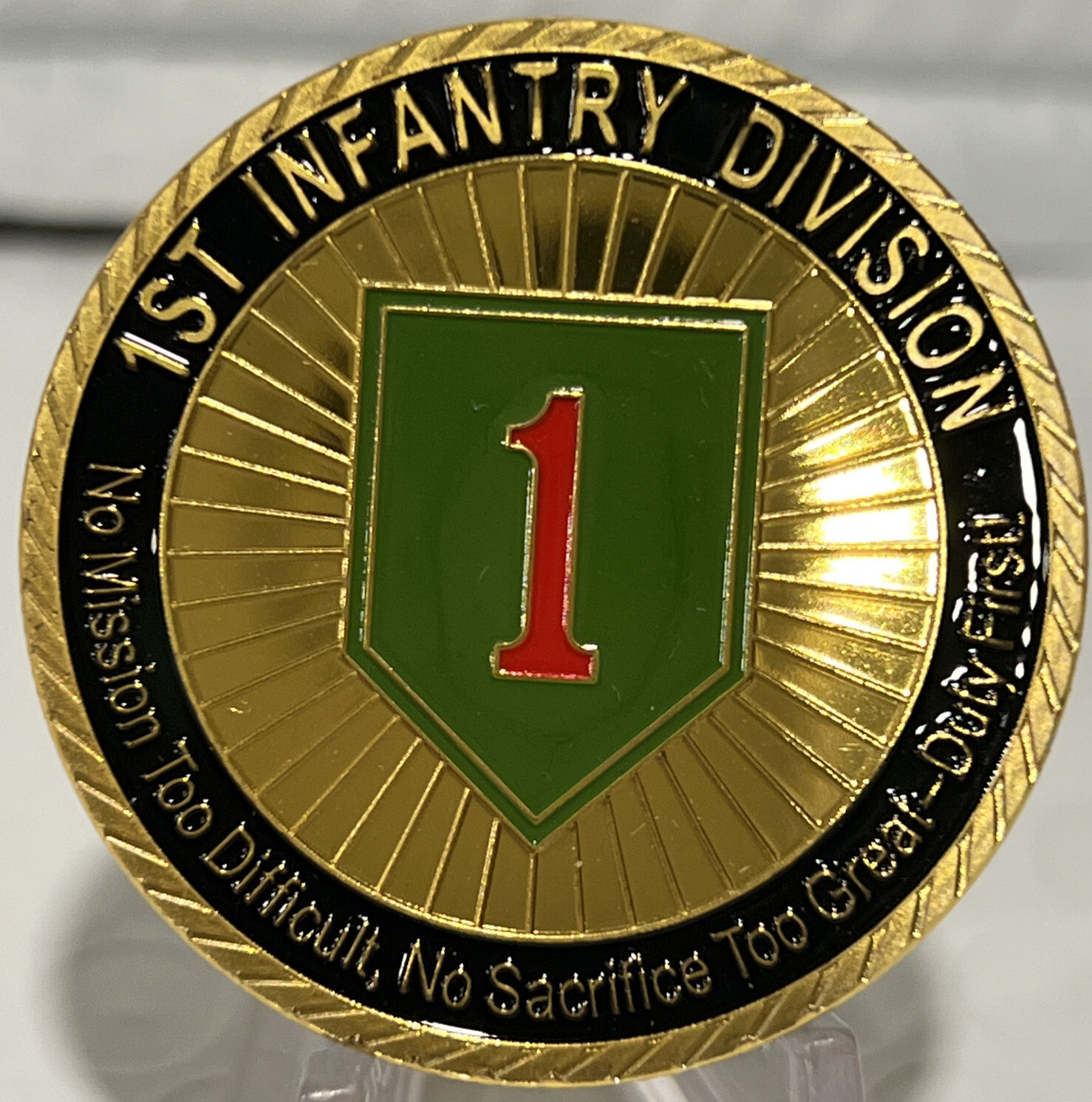 * RARE US ARMY FIRST INFANTRY DIVISION DUTY FIRST US ARMY NEW-CHALLENGE COIN