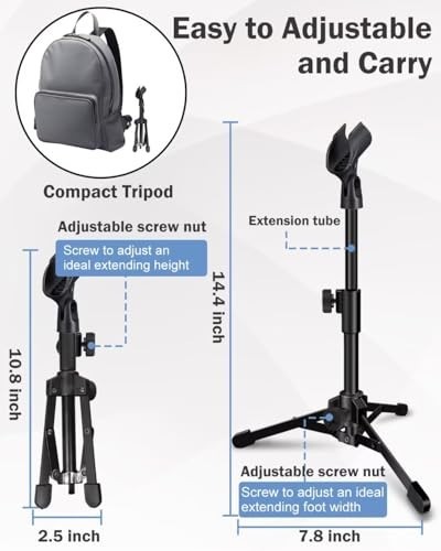 Desktop Mic Stand Tripod Foldable Portable Microphone Stand with Clip Holder