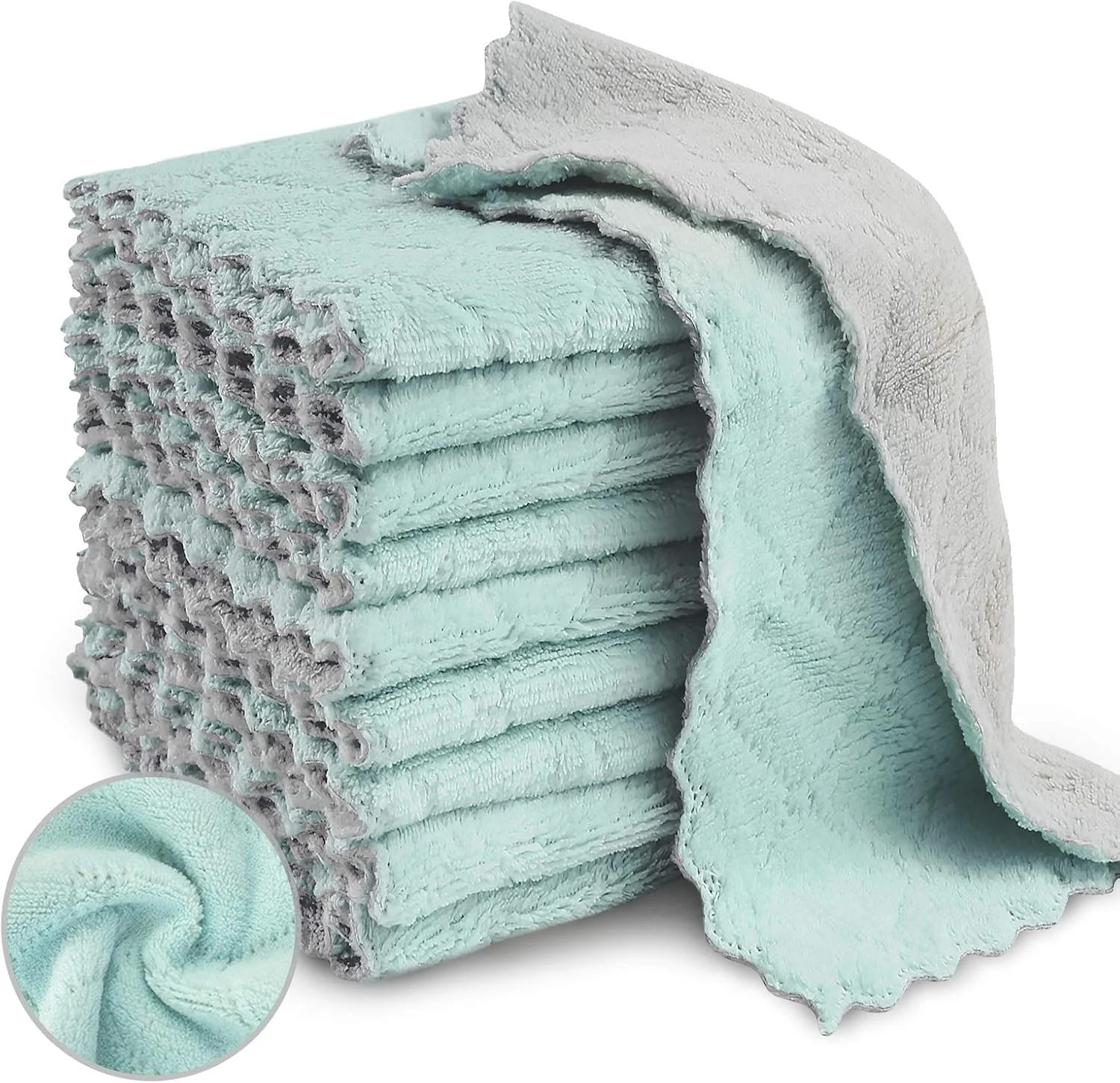 Bessrung 20 Pack Kitchen Dish Cloths, Super Absorbent Microfiber Cleaning Cloth