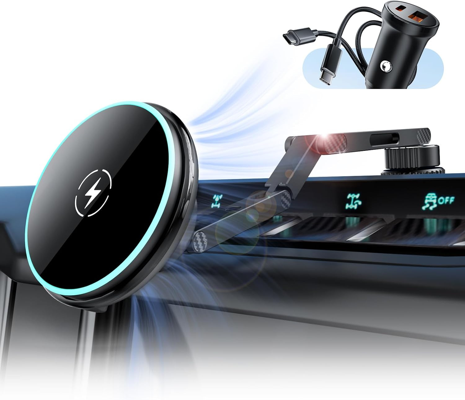 15W Wireless Charger Magnetic Phone Mount for Ford Bronco 2021-2026 2/4 Door, 36