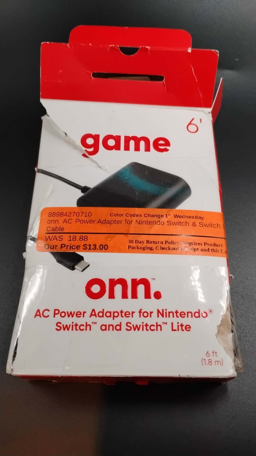 Onn Game 6 FT AC Power Adapter for Nintendo Switch - Black (100003896)™ New