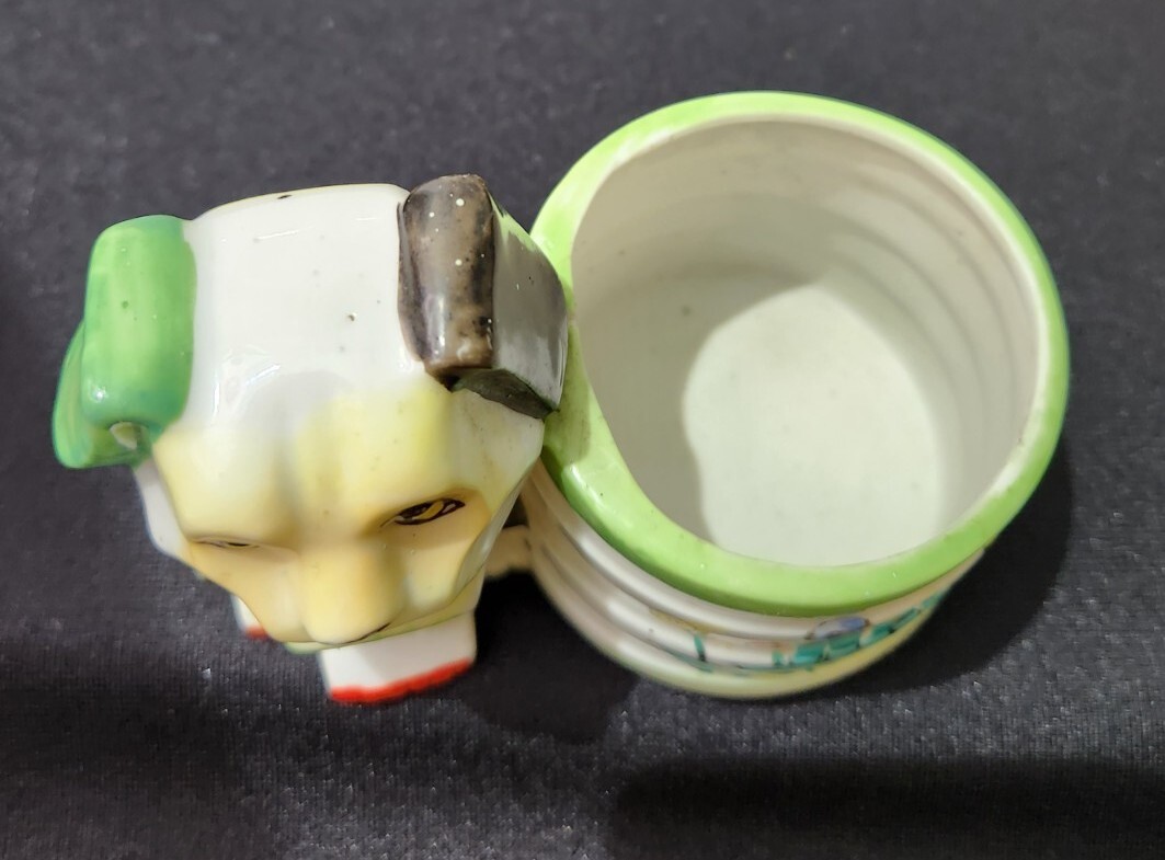 Vintage Art Deco Ceramic Dog Planter 3.5" x 5"