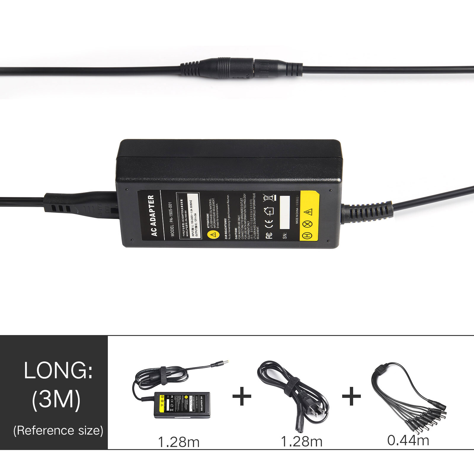12V 5A DC Adapter +8 Split Power Cable for Sannce CCTV Security Camera DVR PSU