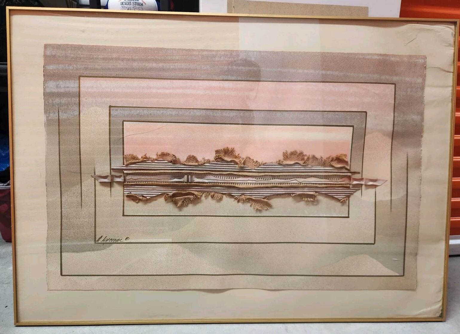 Artwork Framed Daniel Lencioni Mountain Landscape Original Mixed Media Signed