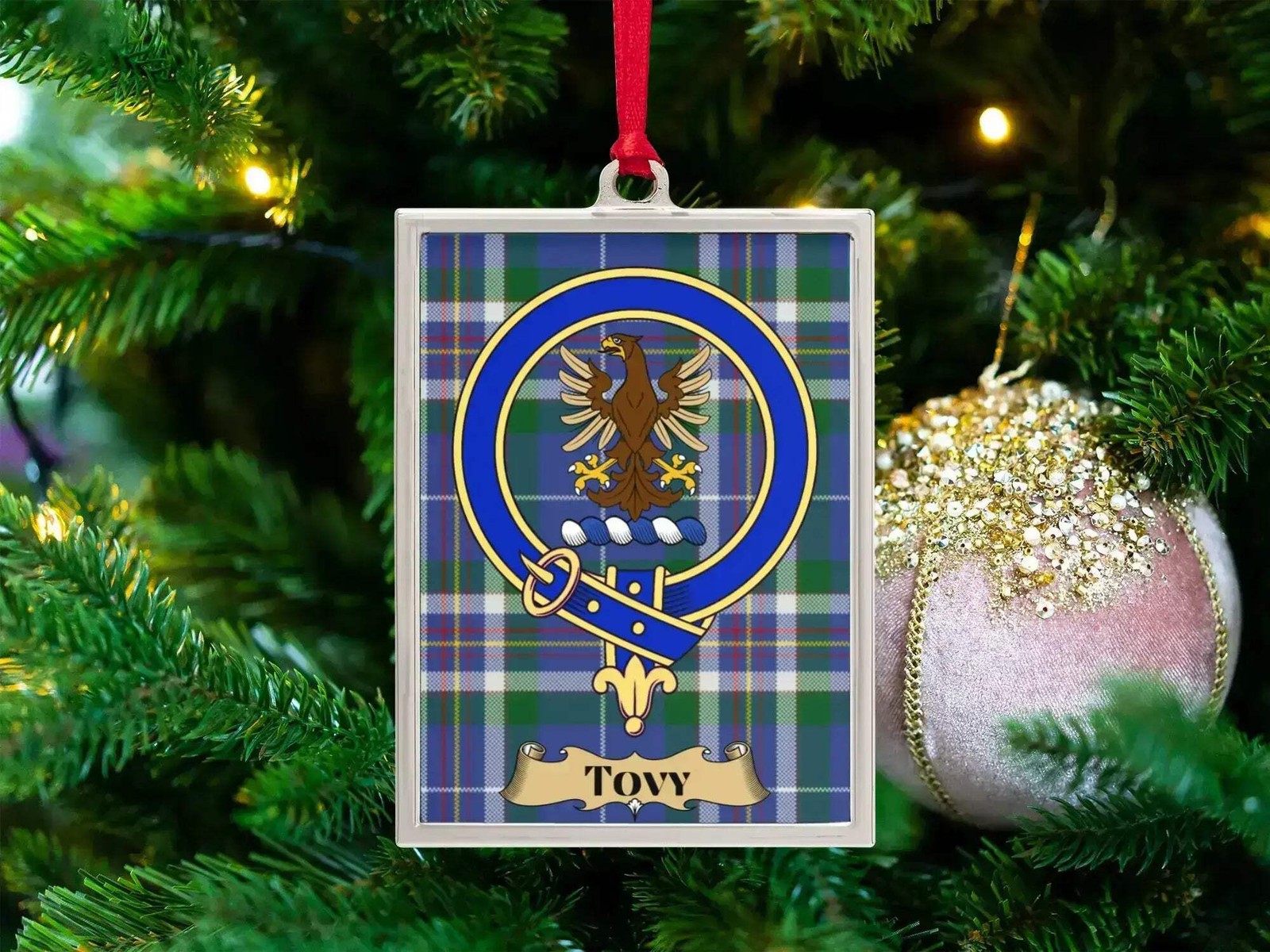 Tovy Clan Crest Ornament – Scottish Silver Frame Keepsake