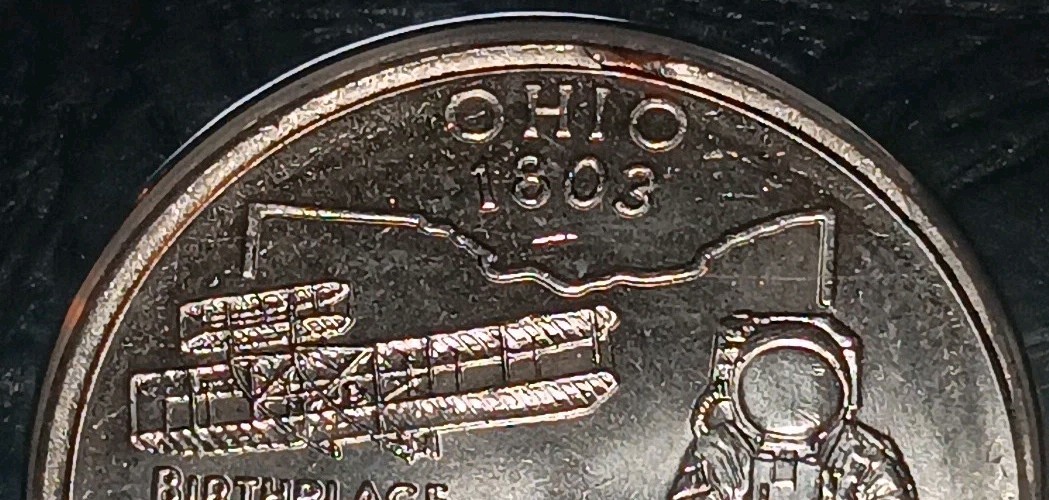 2002 D ANACS MS66 Ohio Reverse Rim Burr Mint Error Quarter