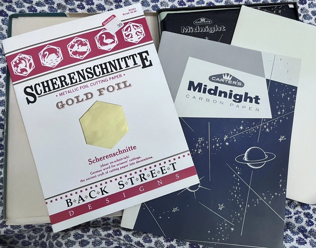 Scherenschnitte Gold Foil  Cutting Paper, Carbon Paper for Tracing.