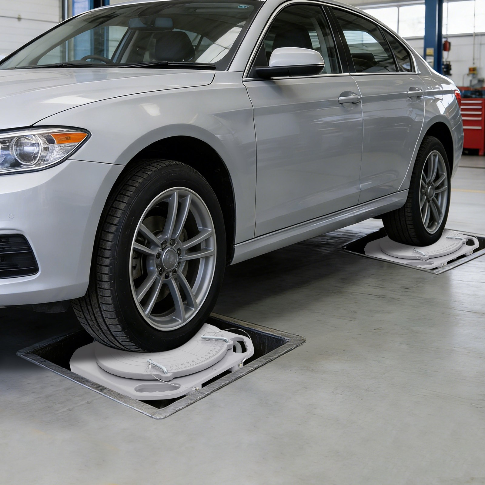 2pcs Car Front End Wheel Alignment Turntable Turn Plates Tool &Transition Block