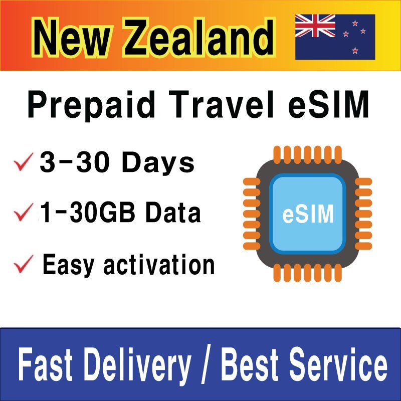 New Zealand Travel SIM Card (eSIM) | 1-30GB | 3-30 Days | QR Code Activation