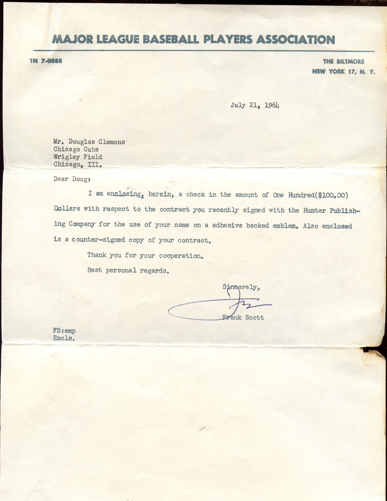 1964 Hunter Publishing Baseball Memorabilia Autographed Two Different