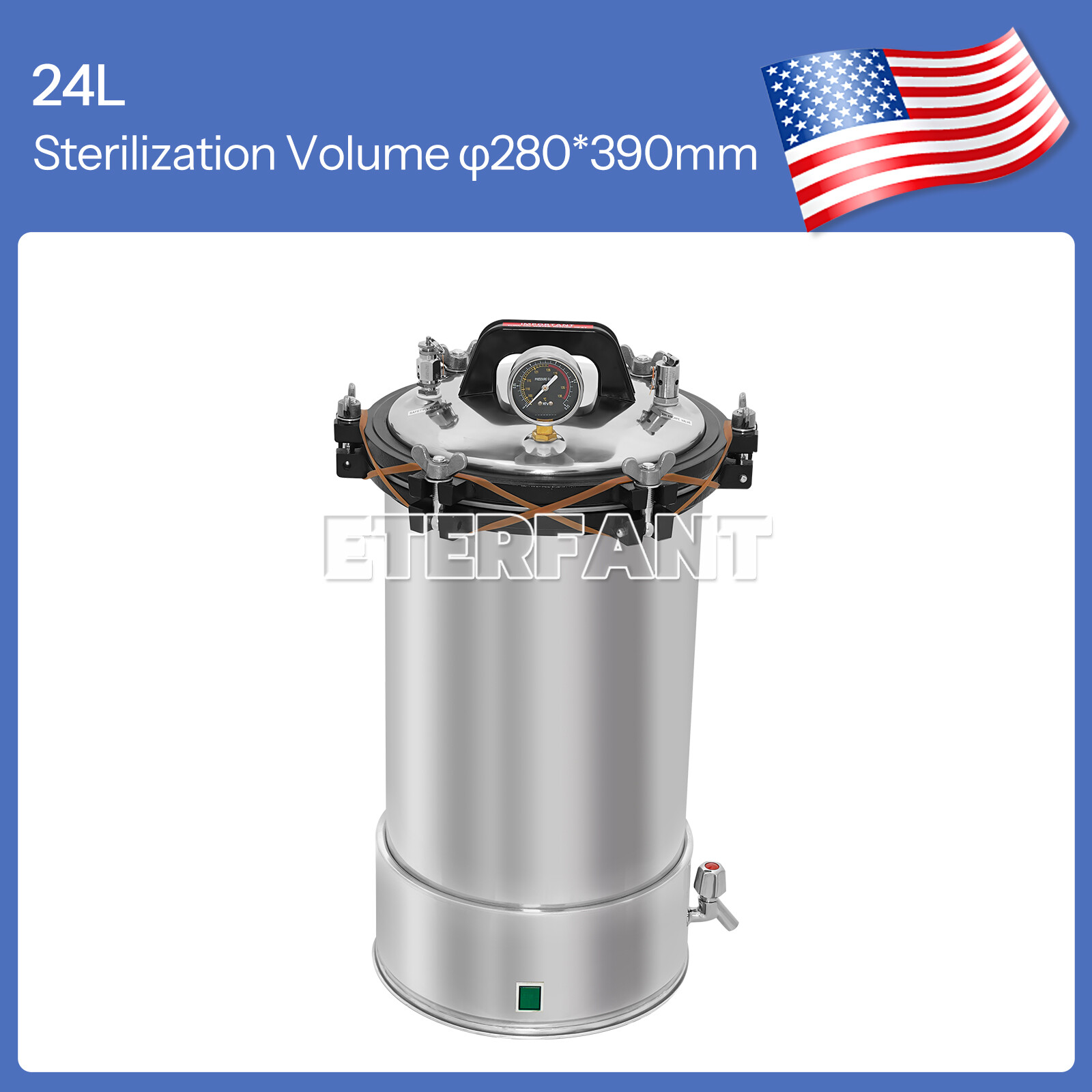 24L Dental Electric Heat Portable Pressure Stainless Steel Steam Sterilizer 126℃