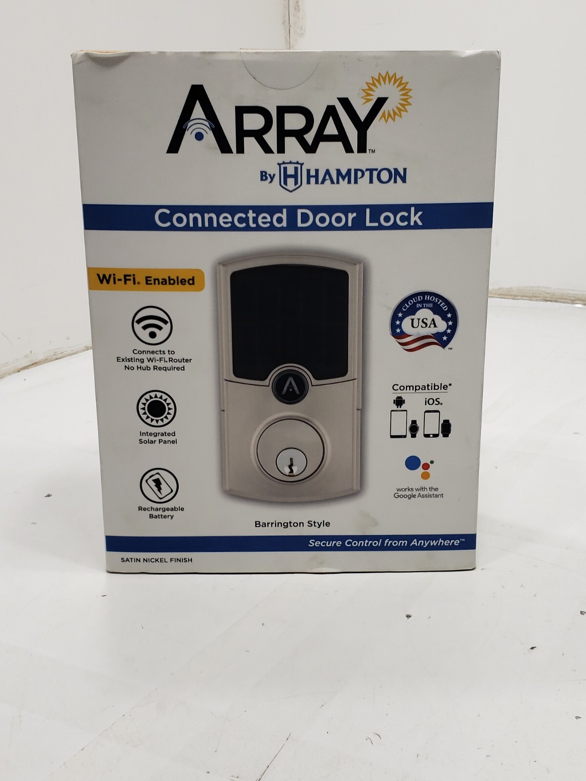 Array by Hampton Barrington Style Satin Nickel WiFi Smart Electronic Deadbolt