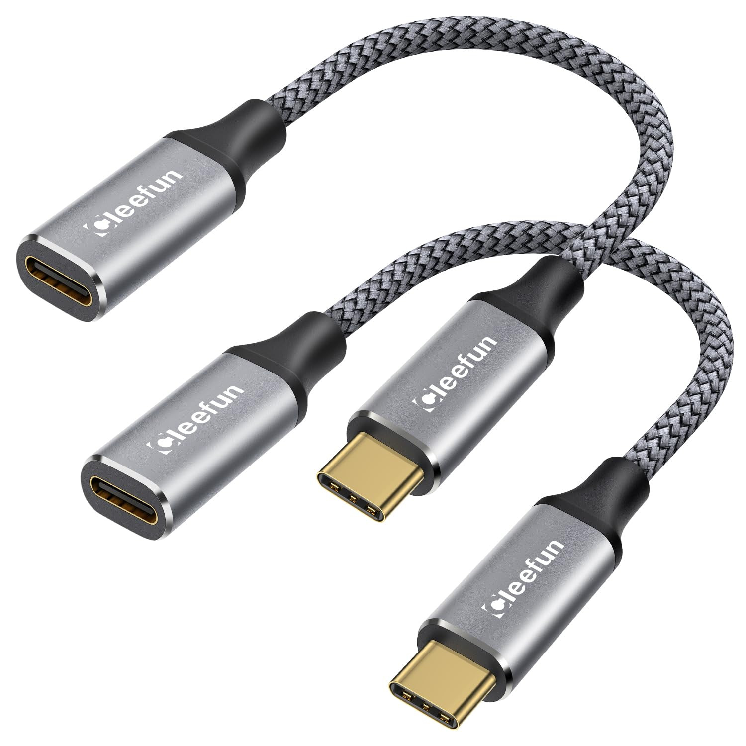 Short USB-C Extension Cable (1Ft, 2-Pack), USB-C Male to Female, 10Gbps Data & 4