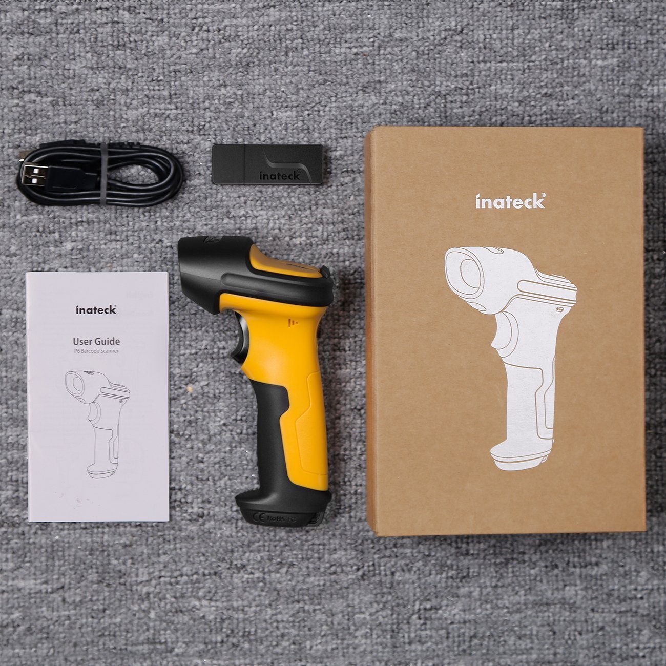 Inateck 1D Barcode Scanner Barcode Reader Wireless 2.4GHz Adapter Auto Scanning