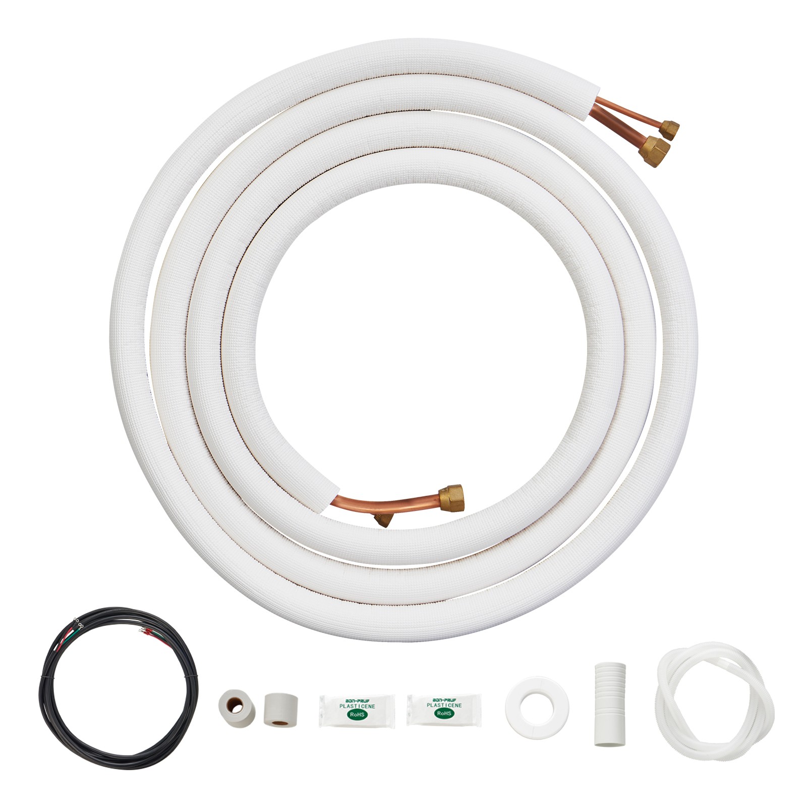 Uimoso Mini Split Line Set 1/4"x1/2" x16 ft Copper Tubing AC w/ Connection Cable