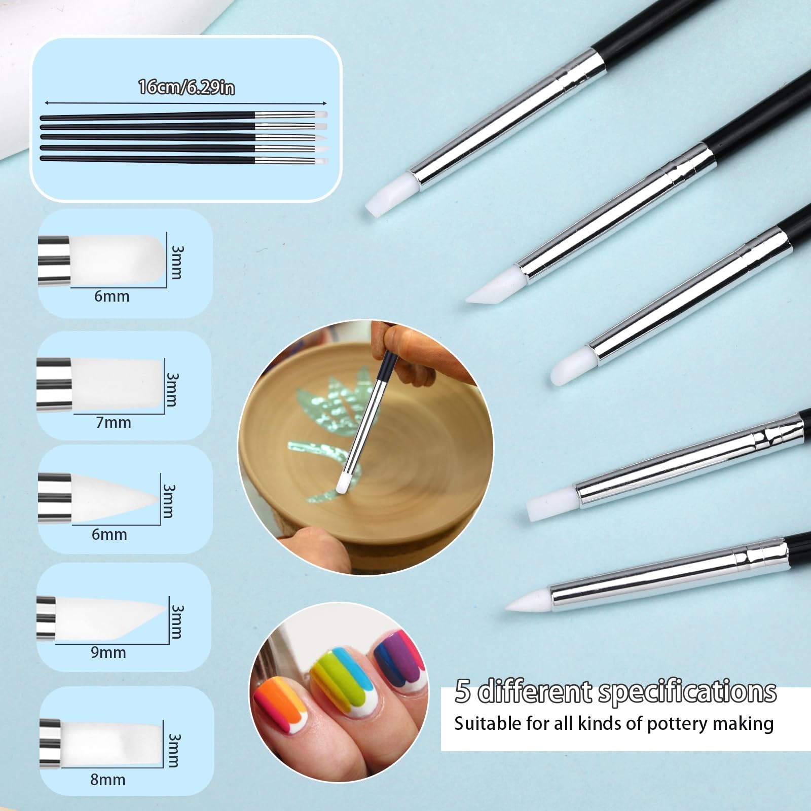 Dotting Tools, Silicone Clay Sculpting Tool, Clay Tools | Polymer Clay Tools,...