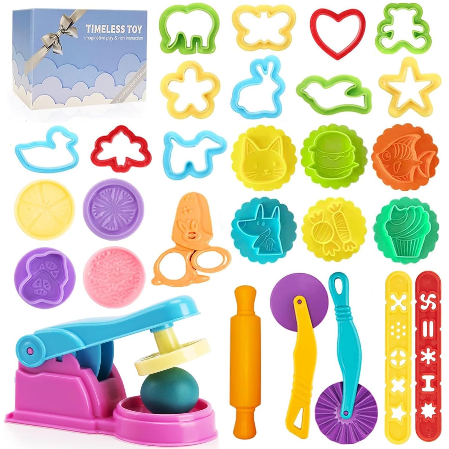 Dough Tools Play for Kids- Toy Accessories Include child-size, Multicolor